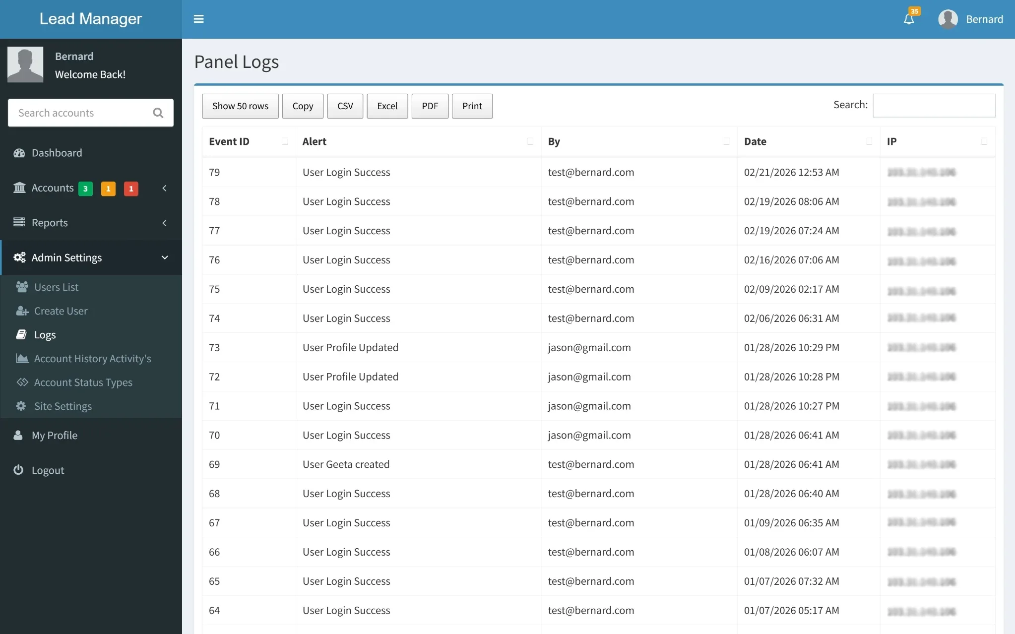 Access & Event Logs